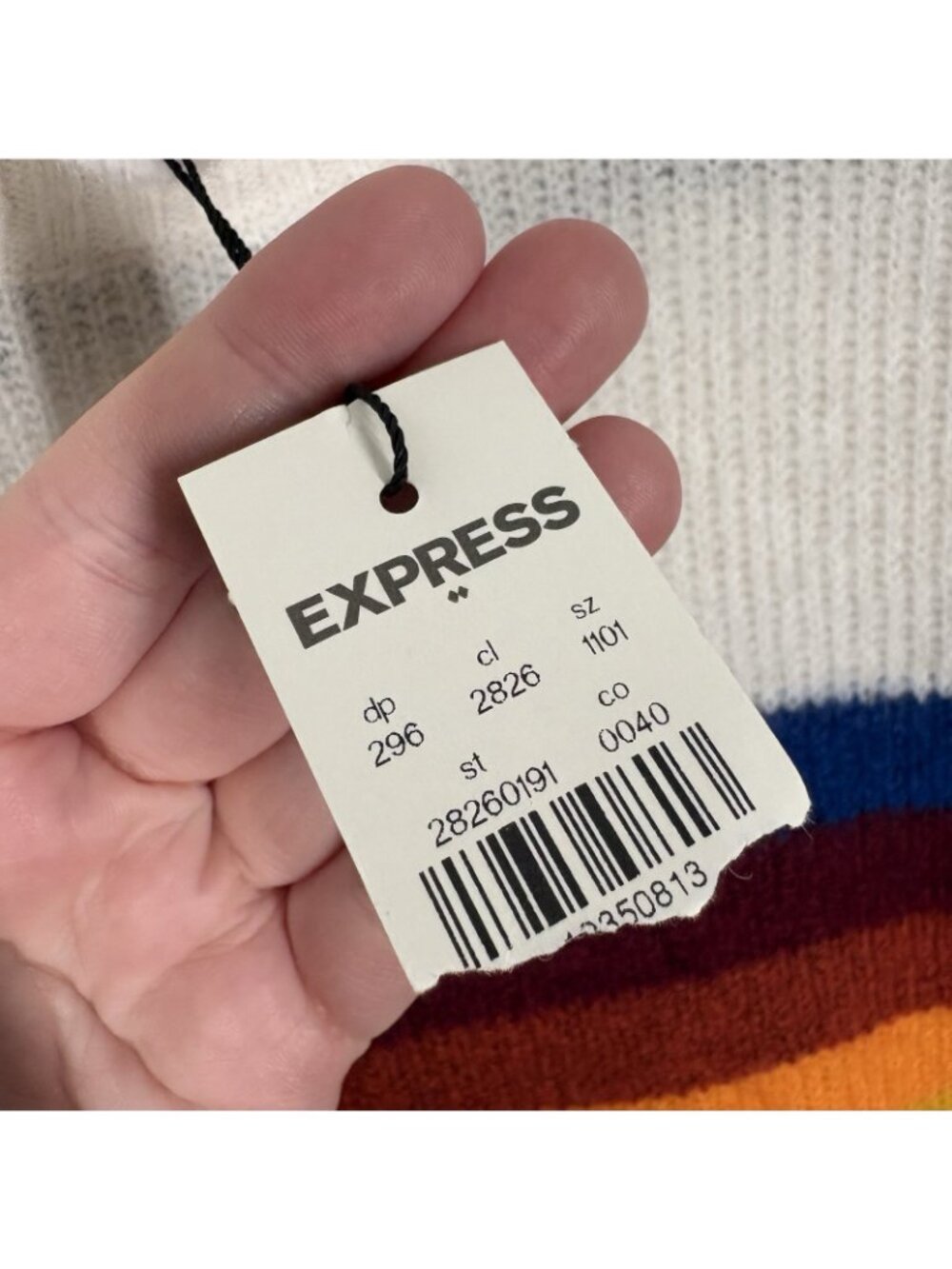 Express Women Size XS Retro Rainbow Stripe Mock Turtleneck Sweater NWT - Picture 9 of 11